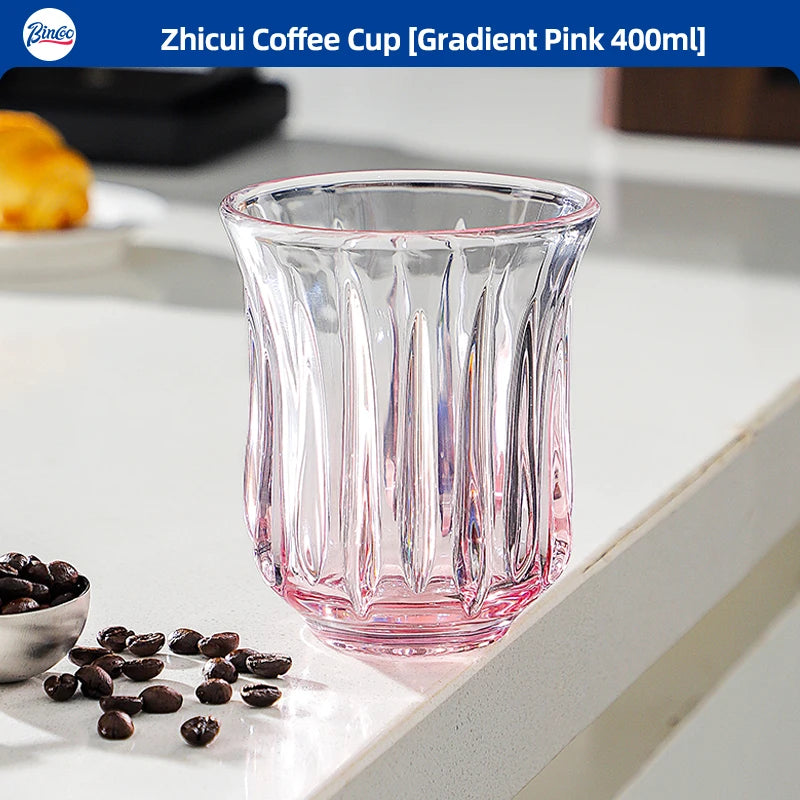 Bincoo Retro Glass Coffee Cup – Espresso Latte 90–400ml Glass Coffee Cup Qst Gradient Pink 400ml