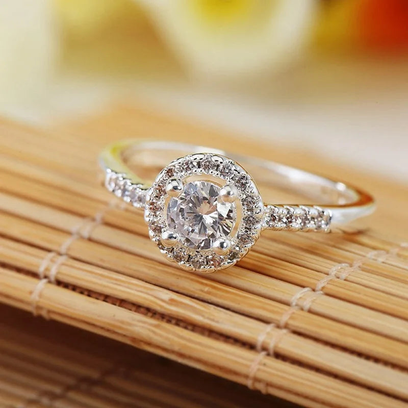 Bridal CZ Necklace Earrings & Ring Set – 925 Sterling Silver Bridal Jewelry Set Qme