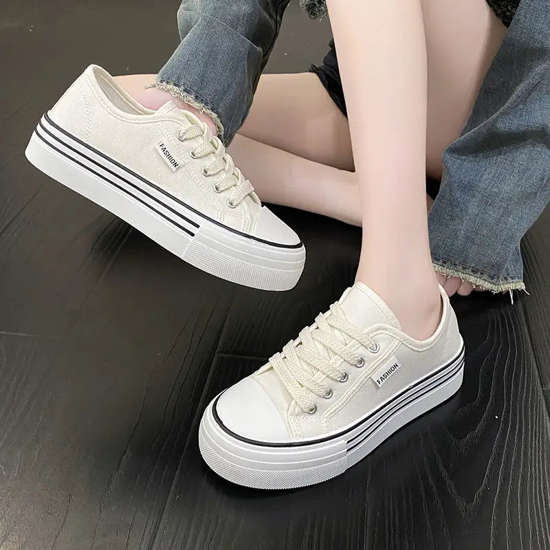 Women's Low Top Canvas Sneakers – Breathable Casual Flats Canvas Sneakers Qst