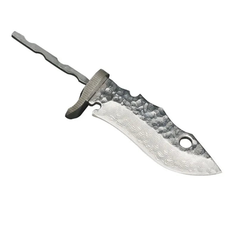 Damascus Steel Fixed Blade Knife Blank – DIY Billet 16cm Knife Making Blank Qst