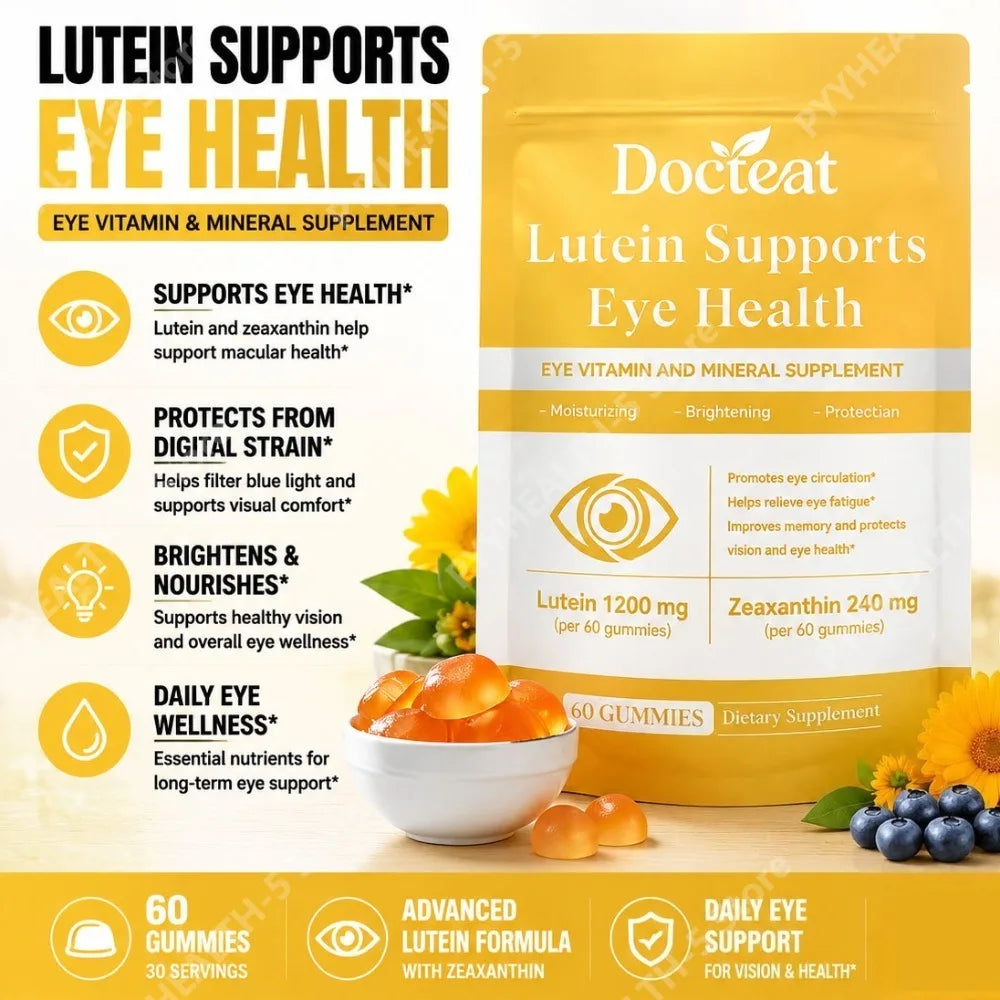 Docteat Lutein & Zeaxanthin Eye Gummies – 60ct Daily Eye Wellness Gummies Qst