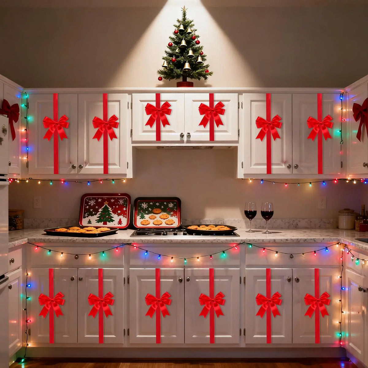 Reusable Red Christmas Ribbon Bows – Cabinet Holiday Decor Christmas Ribbon Bows Qme