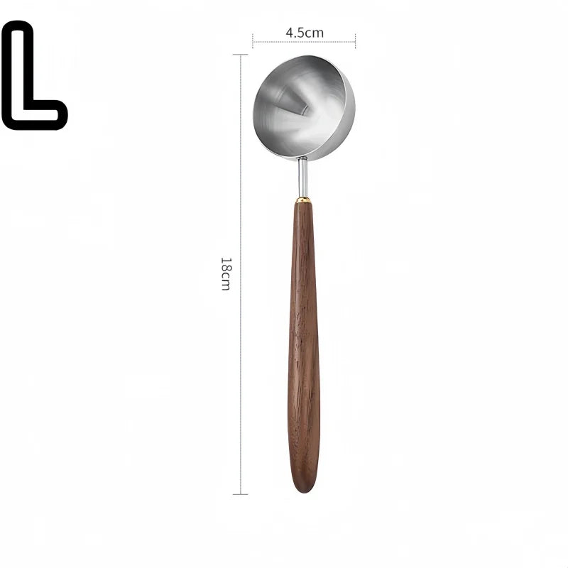 Walnut Coffee Spoon – Stainless Steel Long Handle Measuring Spoon Coffee Measuring Spoon Qme L