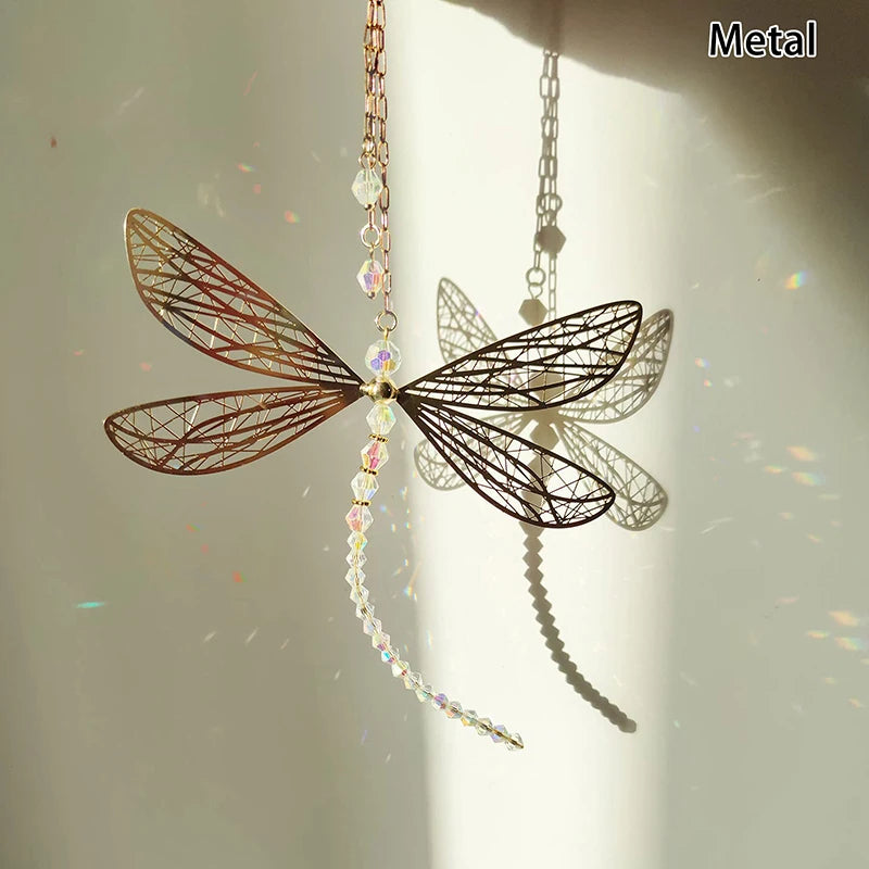 Metal Dragonfly Crystal Suncatcher – Window & Garden Ornament Crystal Suncatcher Qst A2