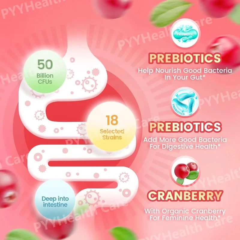 Women's Probiotic Gummies 5B CFU Cranberry Vegan – 60 Count Probiotic Gummies Qst