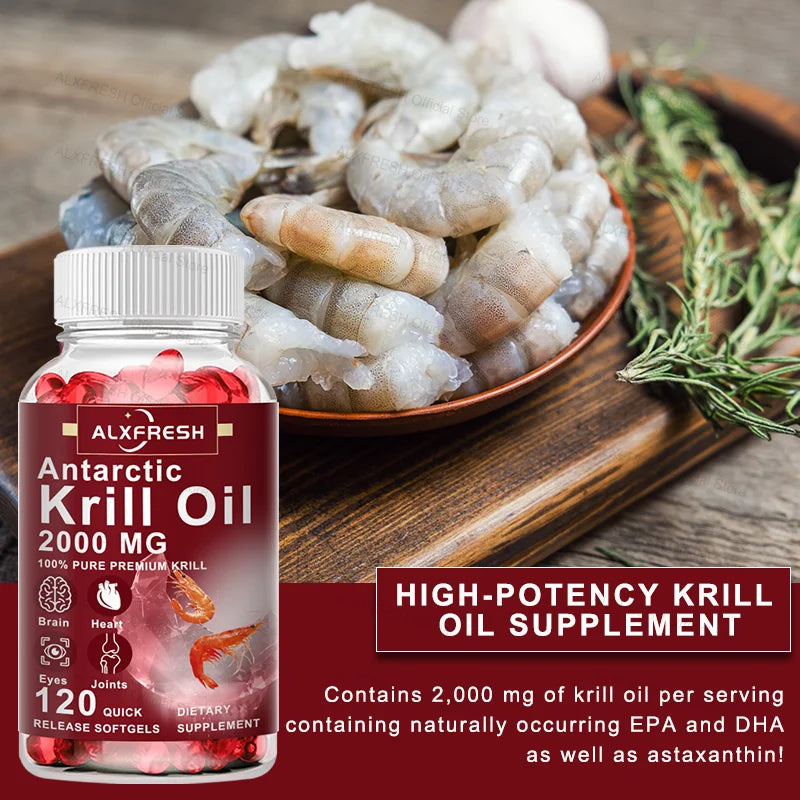 Antarctic Krill Oil 2000mg – Omega-3 EPA DHA + Astaxanthin Omega-3 Supplement Qst