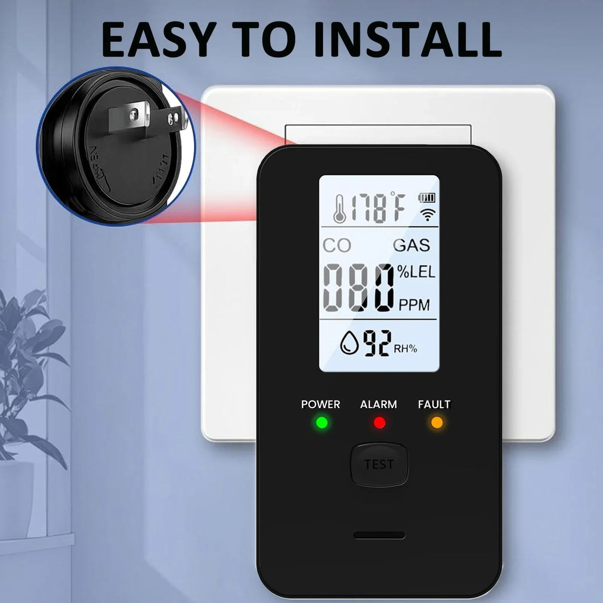 4-in-1 Gas & CO Alarm – Natural Gas, Propane, Methane Detector Gas & CO Alarm Detector Qme