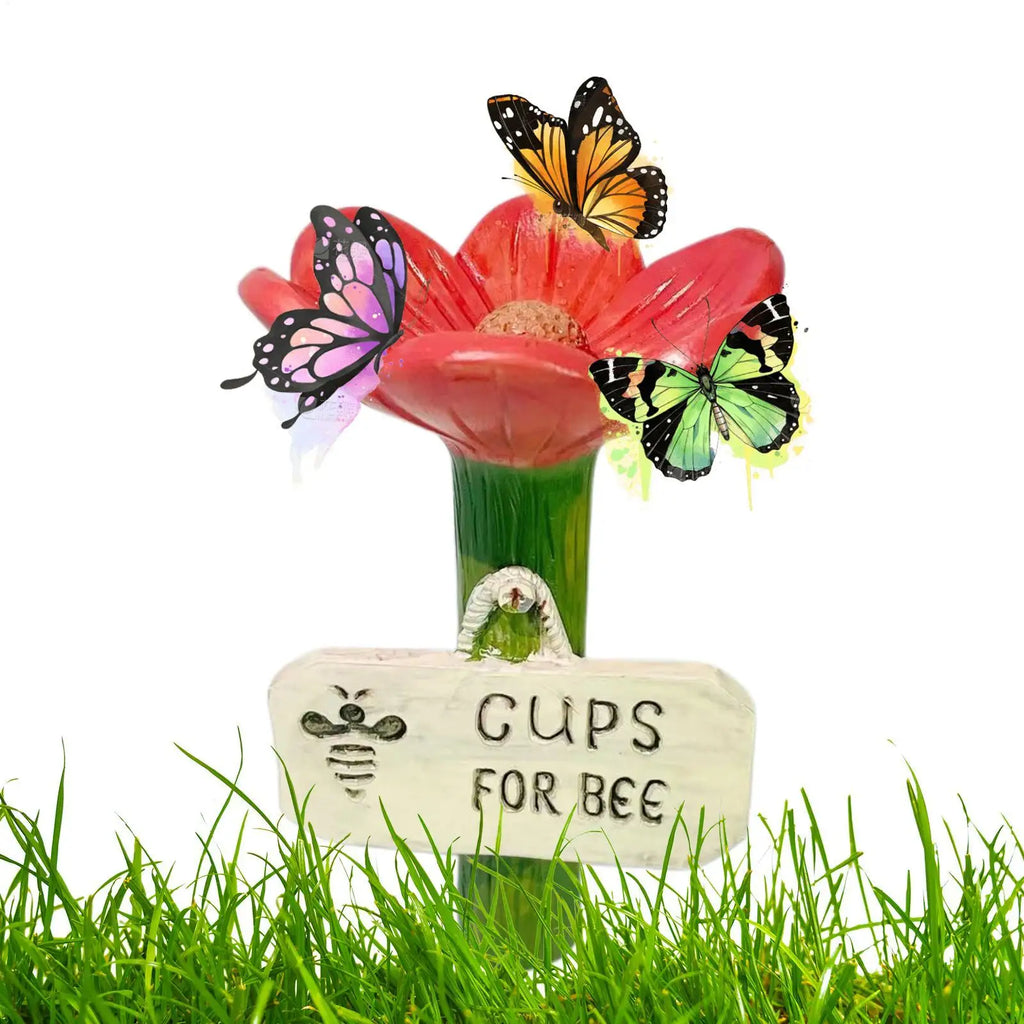 Flower Shaped Bee Waterer Feeder Cups – Colorful Garden Bee Waterer Feeder Qme