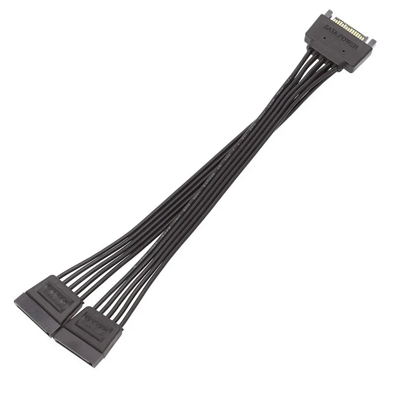 15-Pin SATA Power Splitter Cable 1 to 2/3/4 Port Adapter SATA Power Splitter Cable Qme black 2psc
