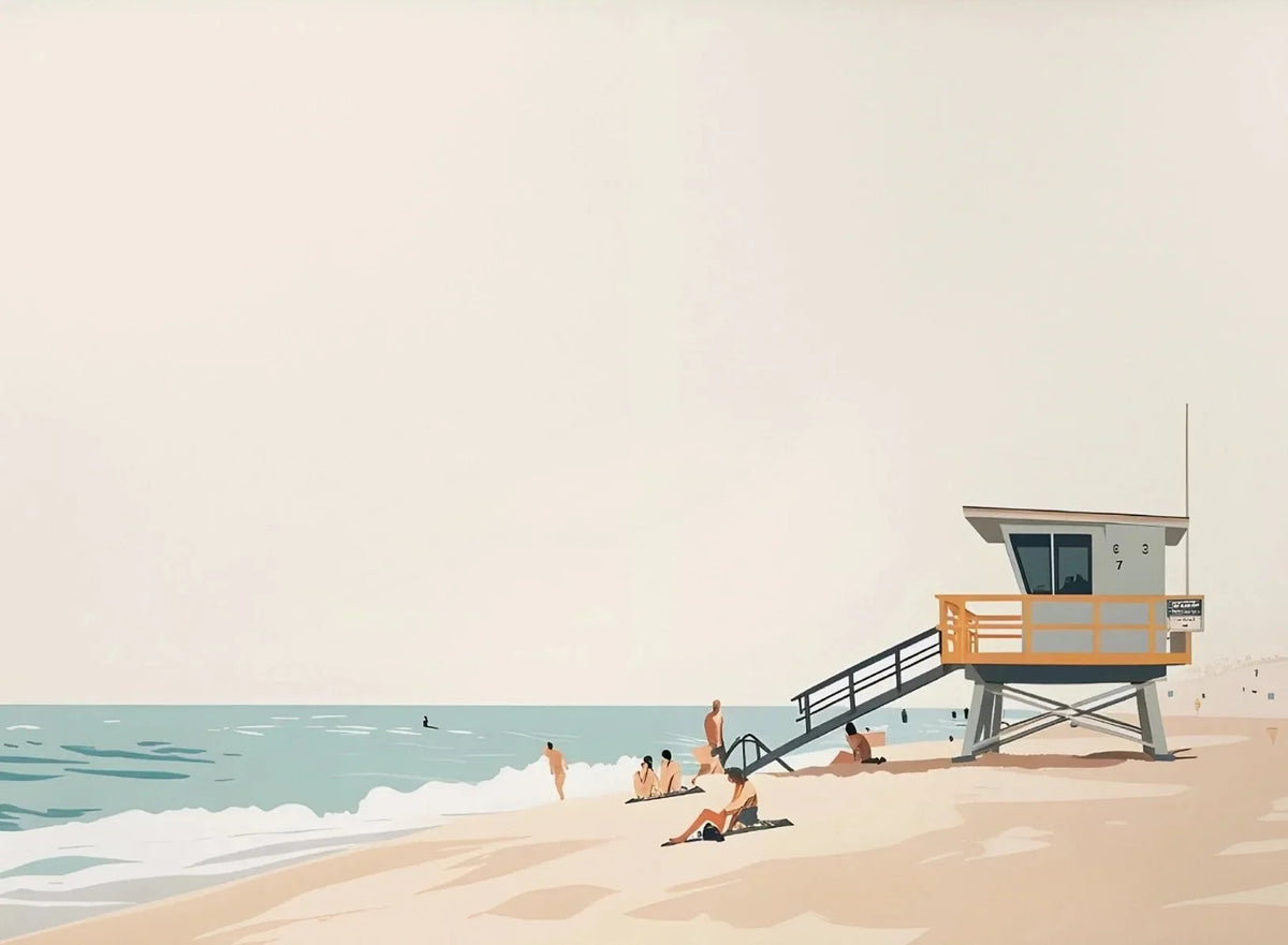 Retro Minimalist Beach Canvas Wall Art – Surf & Swim Poster Canvas Wall Art Qst 4 50x70cm Unframed