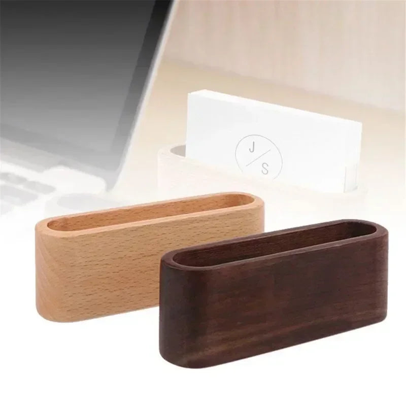 Wooden Business Card Holder & Note Display Rack | Desk Organizer Business Card Holder Qme