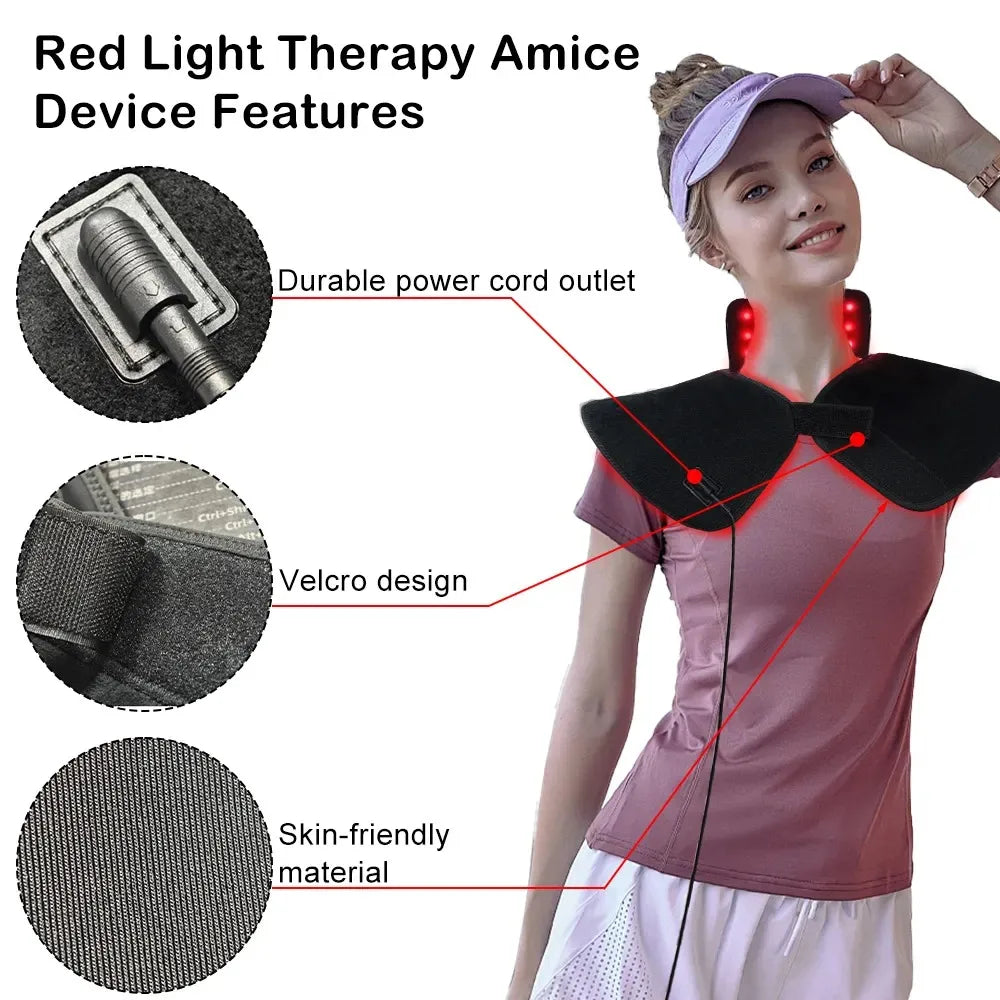 660nm 850nm Red Light Therapy Neck Shoulder Wrap Pad Light Therapy Wrap Qst