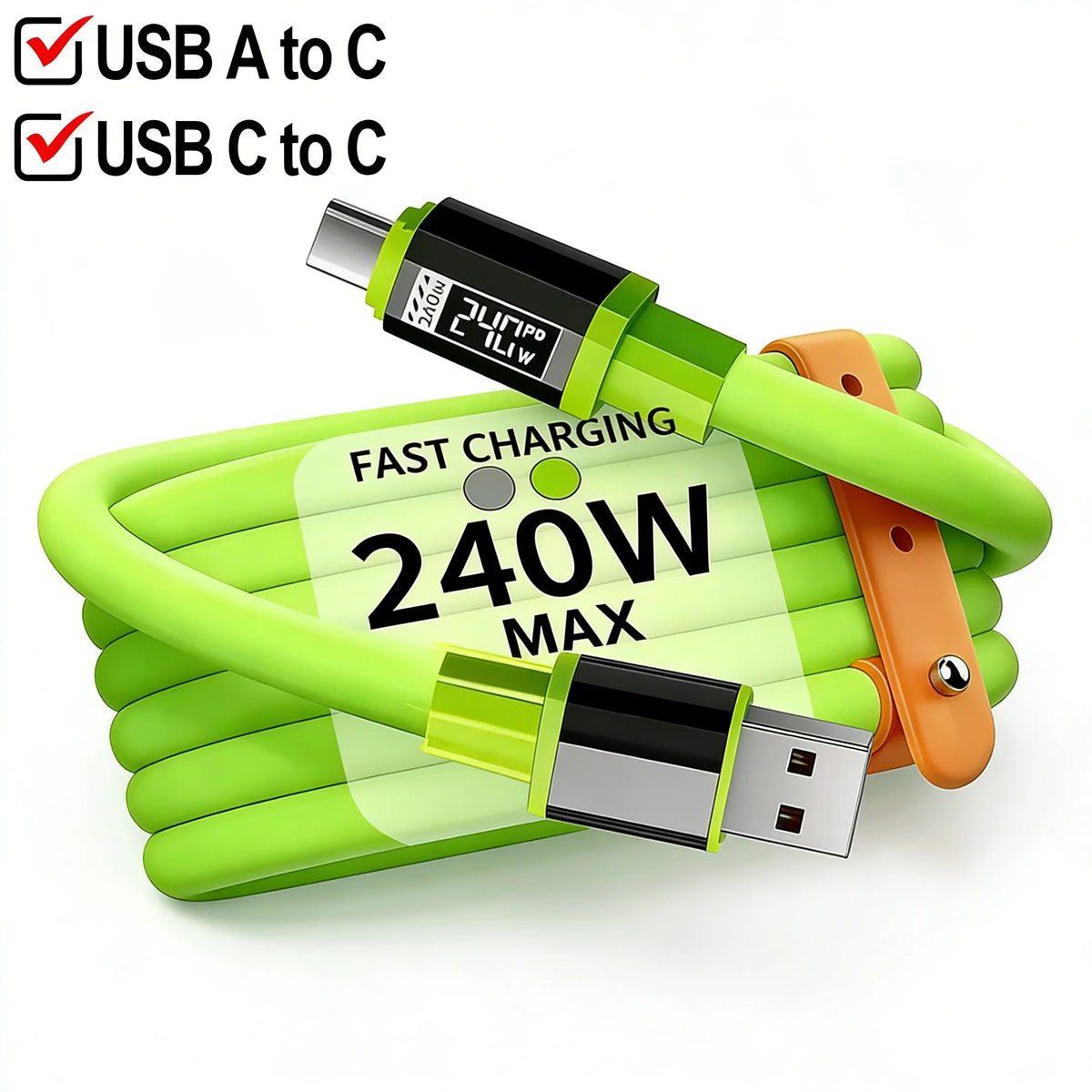 240W USB-C Fast Charging Cable 0.3M–2M | Type-C Charger USB-C Charging Cable Qme