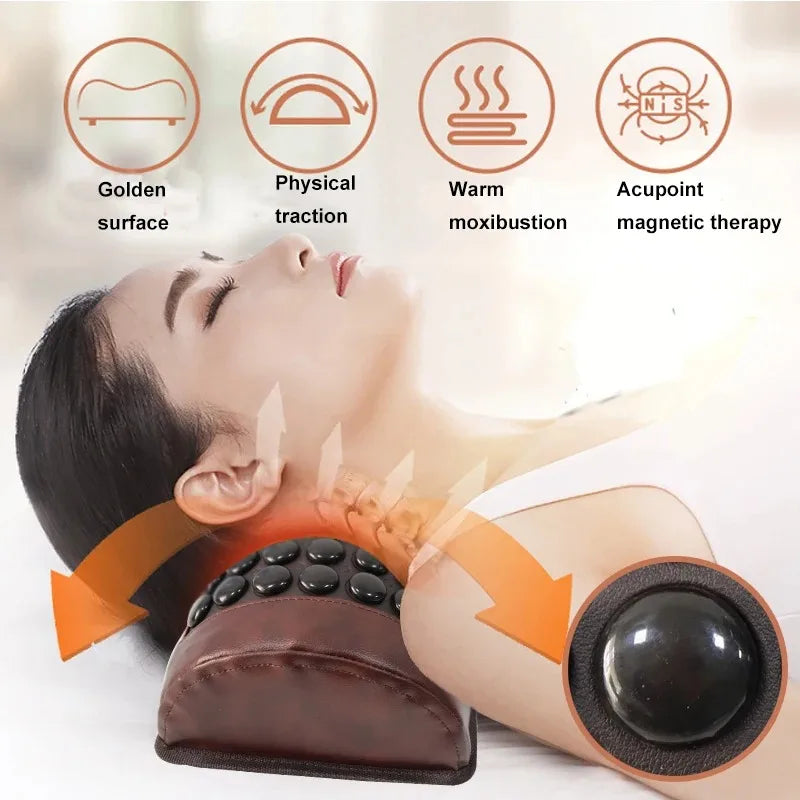 Jade Tourmaline Far Infrared Heated Neck Bolster Massage Pillow Heated Massage Pillow Qst