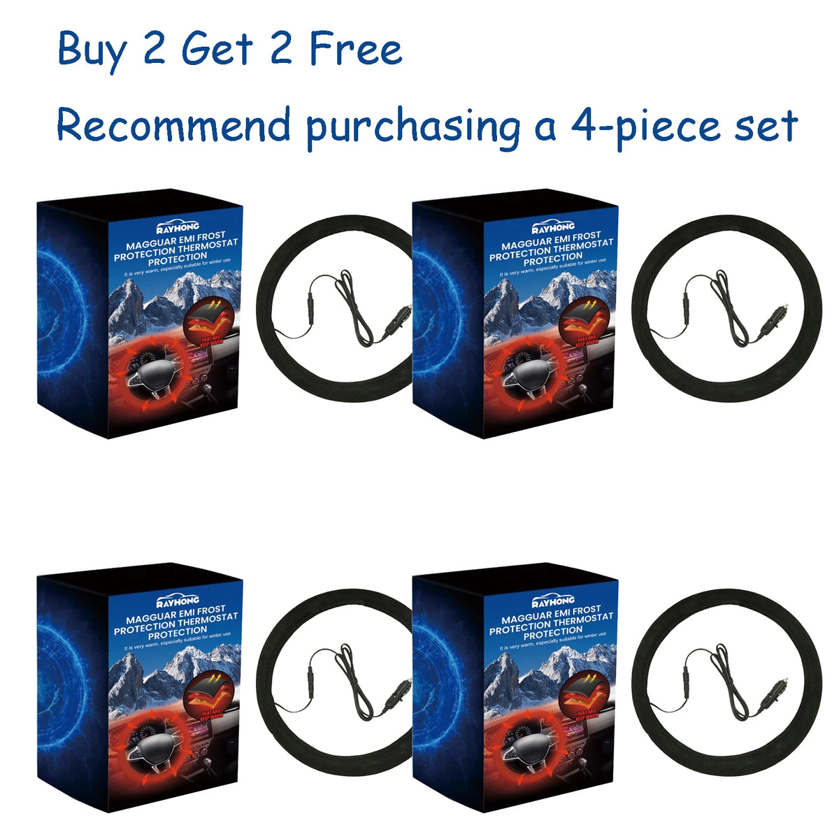 Rayhong Heated Steering Wheel Cover – Universal Non-Slip Heated Steering Cover Qst 4 set