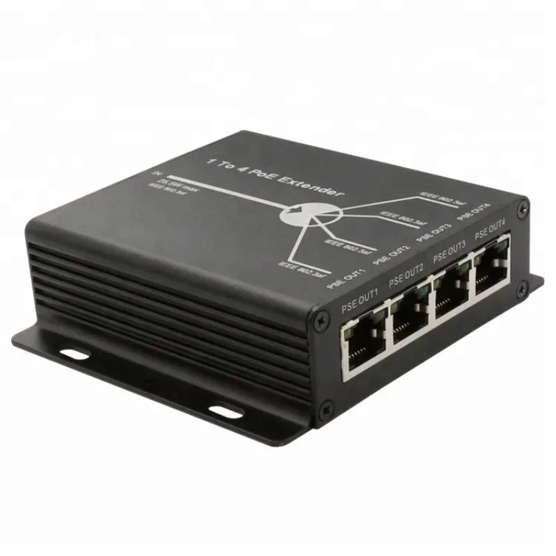 4-Port PoE Extender Repeater IEEE802.3at 25.5W – 120m Range PoE Network Extender Qme