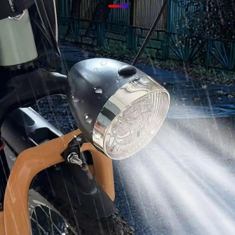 Vintage Retro 3 LED Bicycle Front Headlight | ABS & Metal Bicycle Headlight Qme