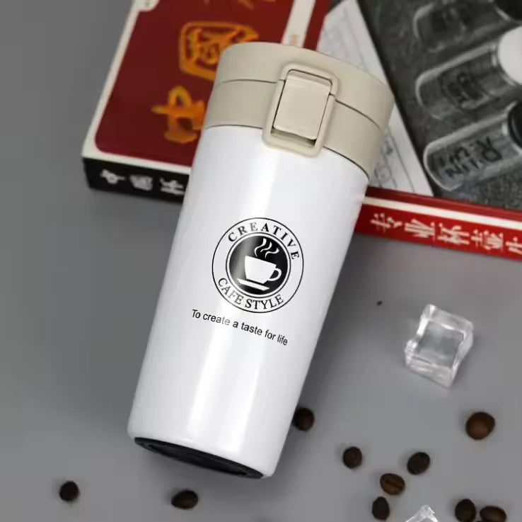 Stainless Steel Vacuum Flask Thermal Mug 380/500ML – Car & Outdoor Vacuum Flask Thermos Qst White 500ml