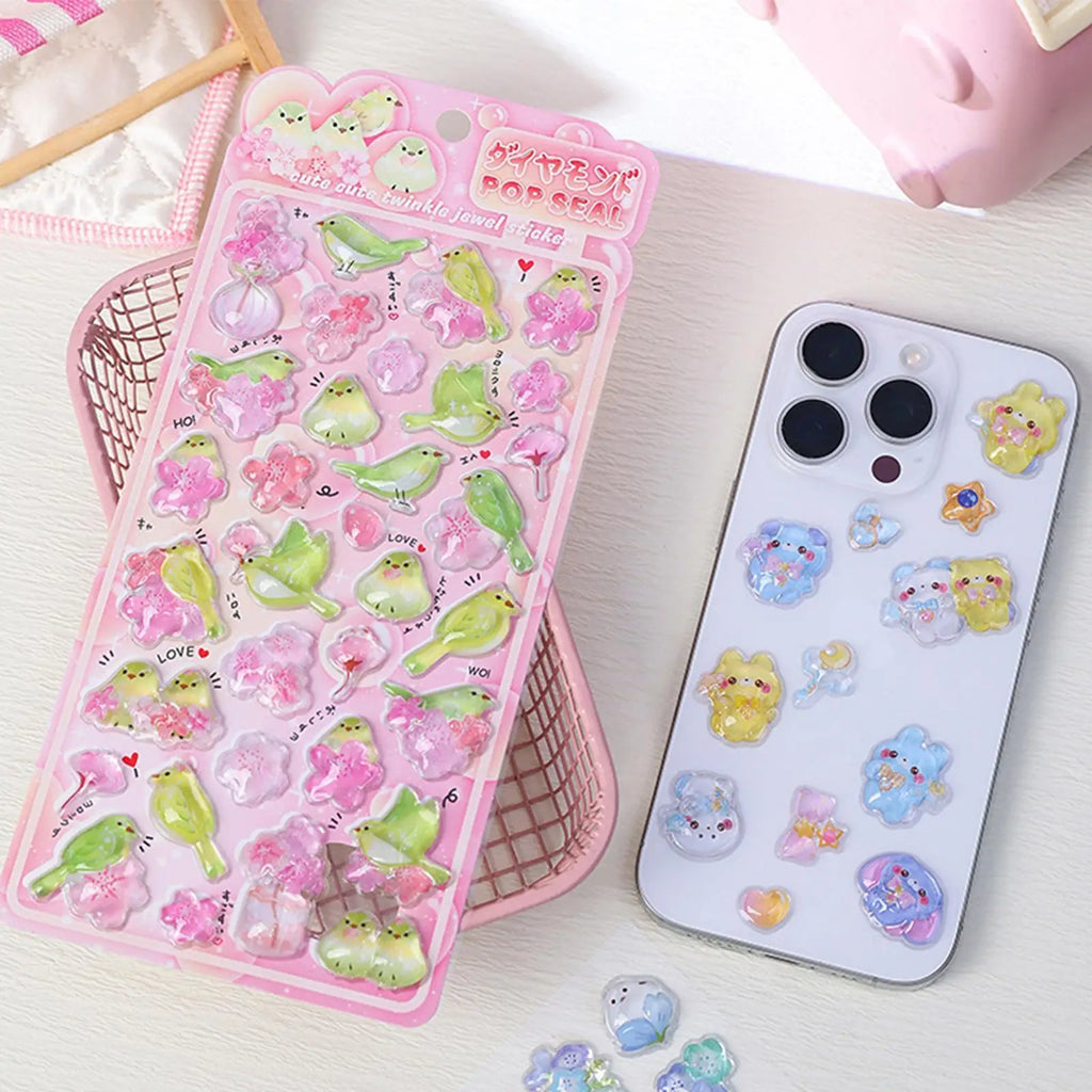 3D Bubble Foam Stickers – Cute Titmouse Animal Decals Decorative Foam Stickers Qme