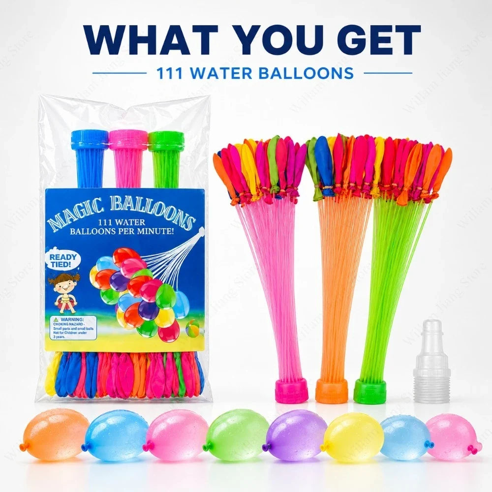 Fast-Fill Water Balloons 111 Pcs – Pool, Beach & Party Fun Water Balloon Set Qme