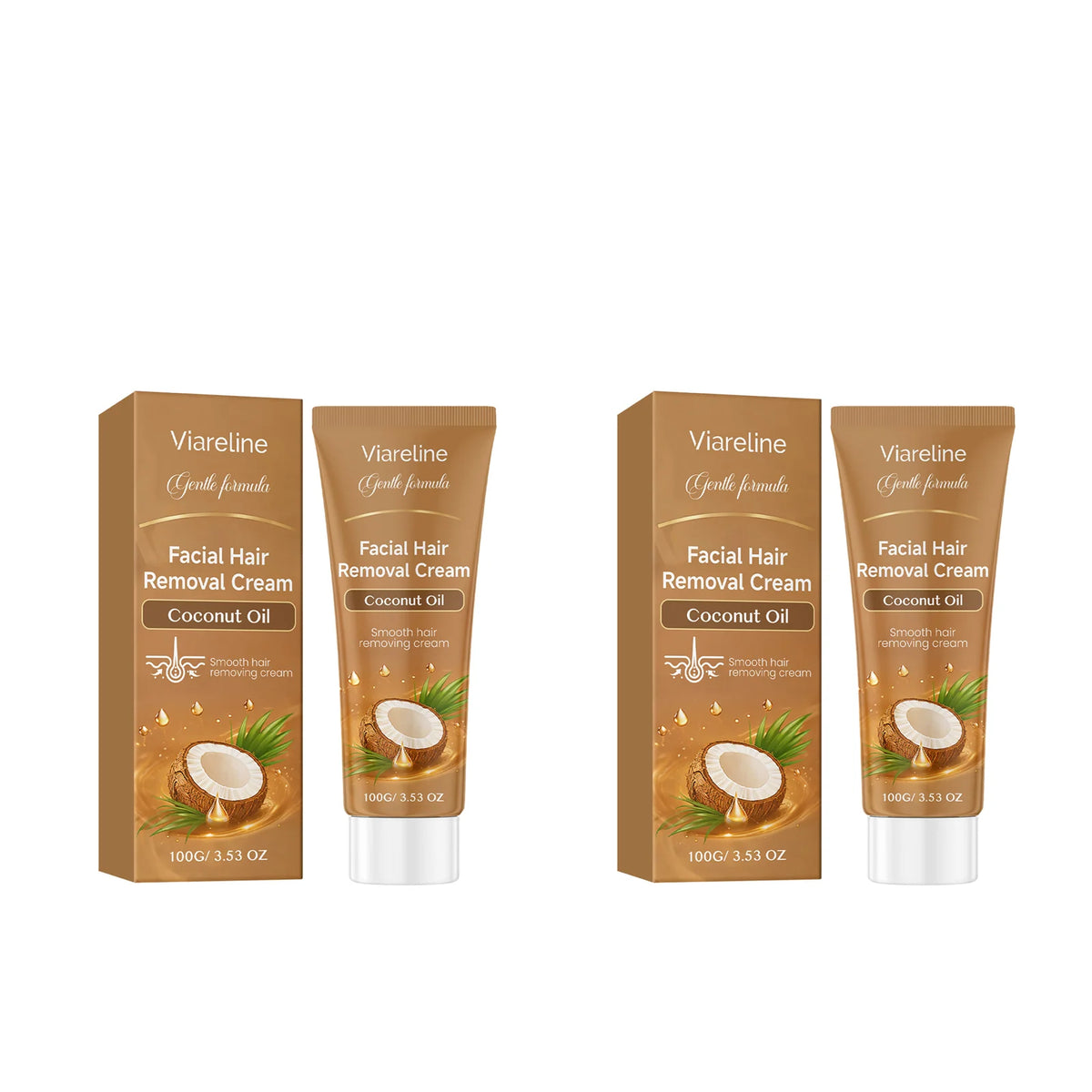 VIARELINE Coconut Oil Hair Removal Cream – Gentle Depilatory Hair Removal Cream Qst 2pcs