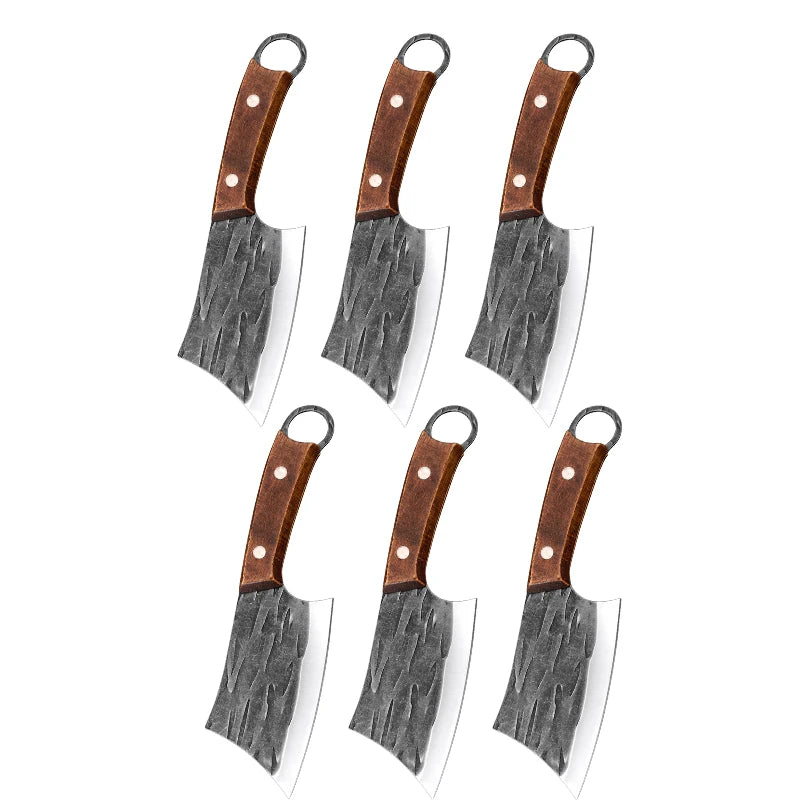 InLeung Chinese Cleaver – Handmade Stainless Steel Chef Knife Kitchen Cleaver Knife Qst 6PCS Knife C