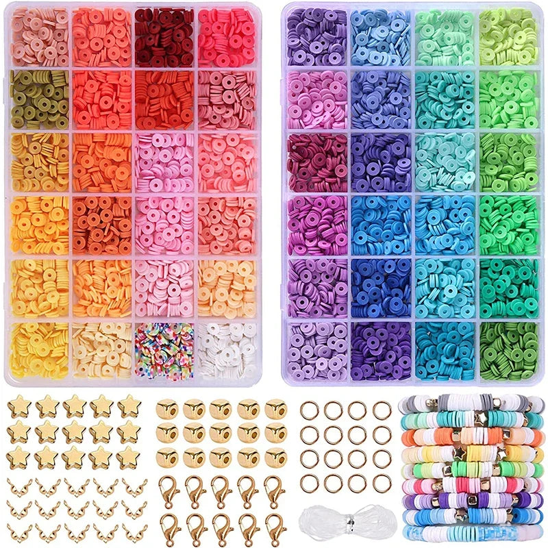 48-Color Polymer Clay Bead Kit – 4800pcs DIY Bracelet Set DIY Bead Craft Kit Qme 4800PCS