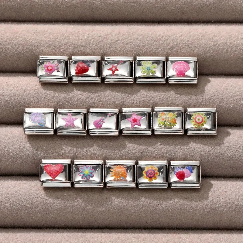 Fashion Pattern Bead Charms for Italian Charm Bracelets – 32 Colors Bracelet Charm Qme