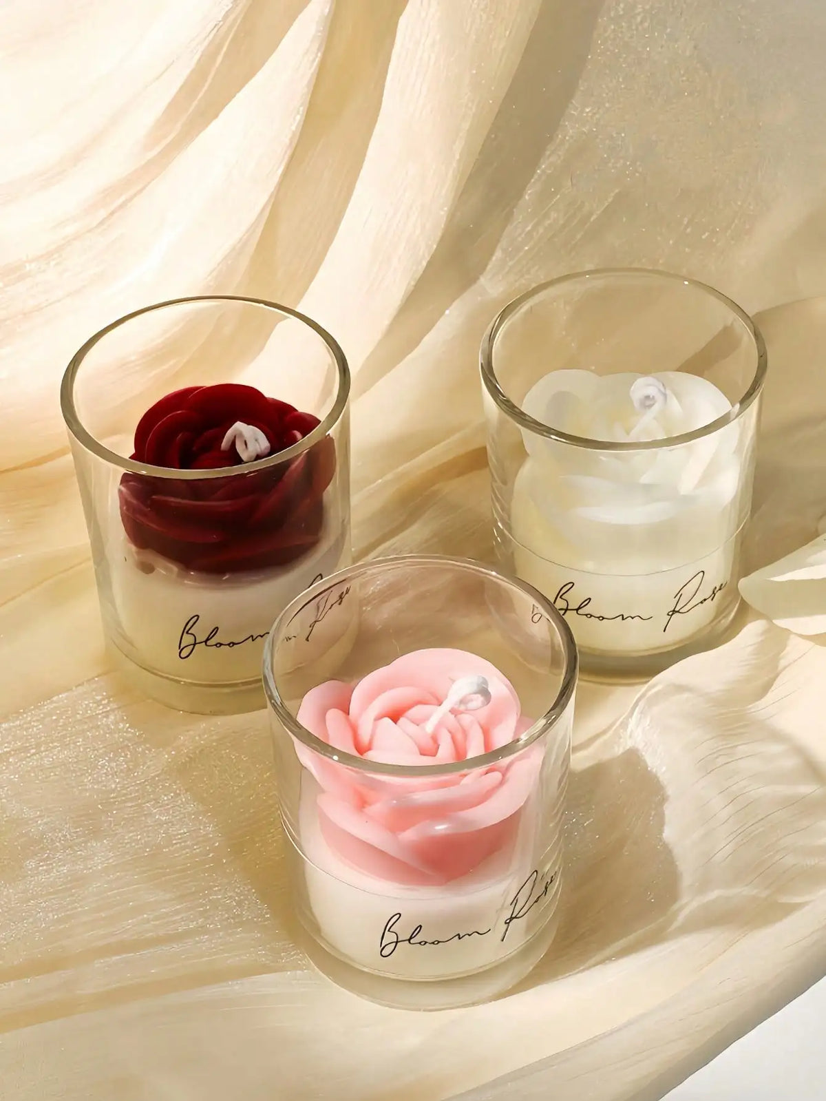 Rose Fragrance Soy Wax Candle | Straight Cup | 3 Colors Fragrance Candle Qme