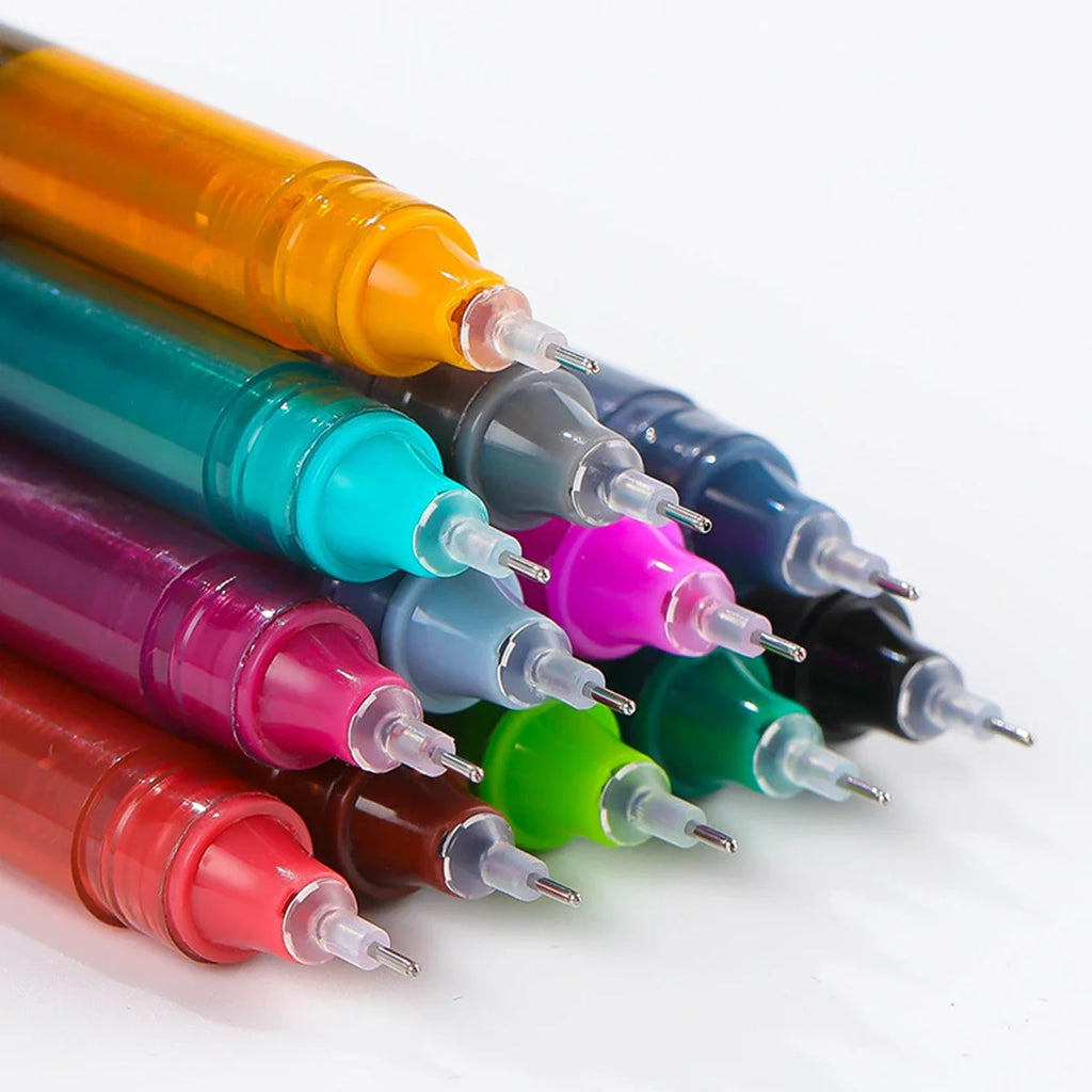 12-Color Needle Tip Gel Pens | 0.5mm Quick-Dry Smooth Ink Set Gel Pen Set Qme