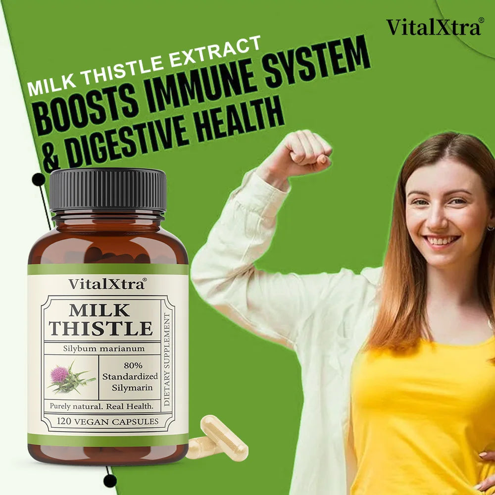 Organic Milk Thistle Supplement – Liver & Digestive Support Herbal Supplement Qst