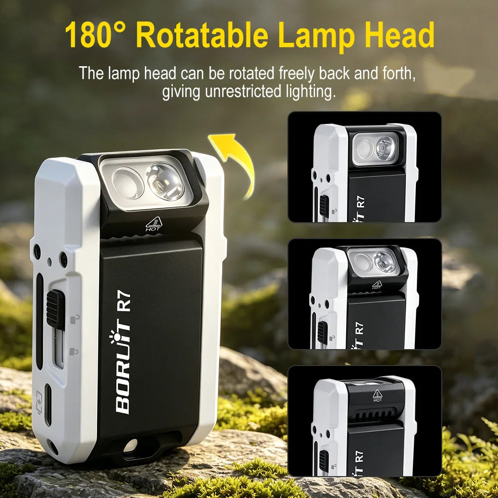 BORUiT R7 Mini EDC Keychain Flashlight 800LM RGB Type-C Rechargeable EDC Keychain Flashlight Qst