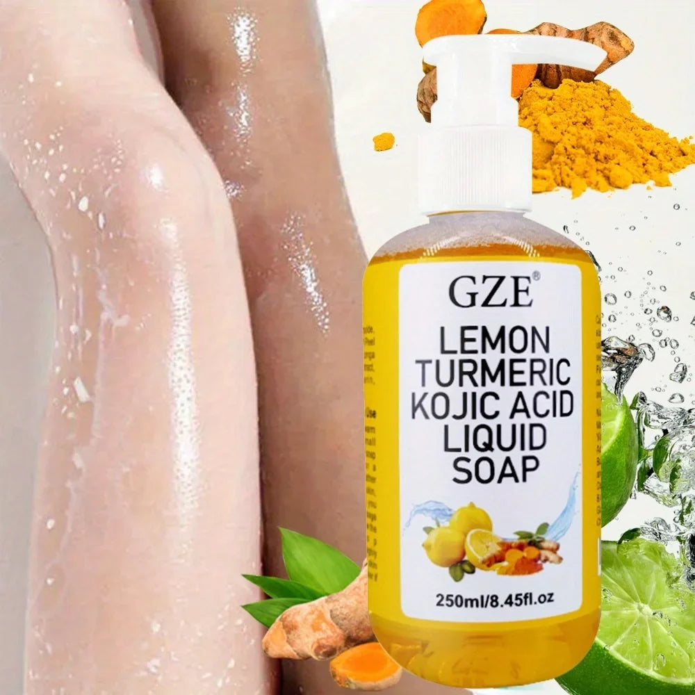 GZE Glow Lemon Turmeric Kojic Acid Liquid Soap | Brightening Brightening Liquid Soap Qme LEMON Moisturizing