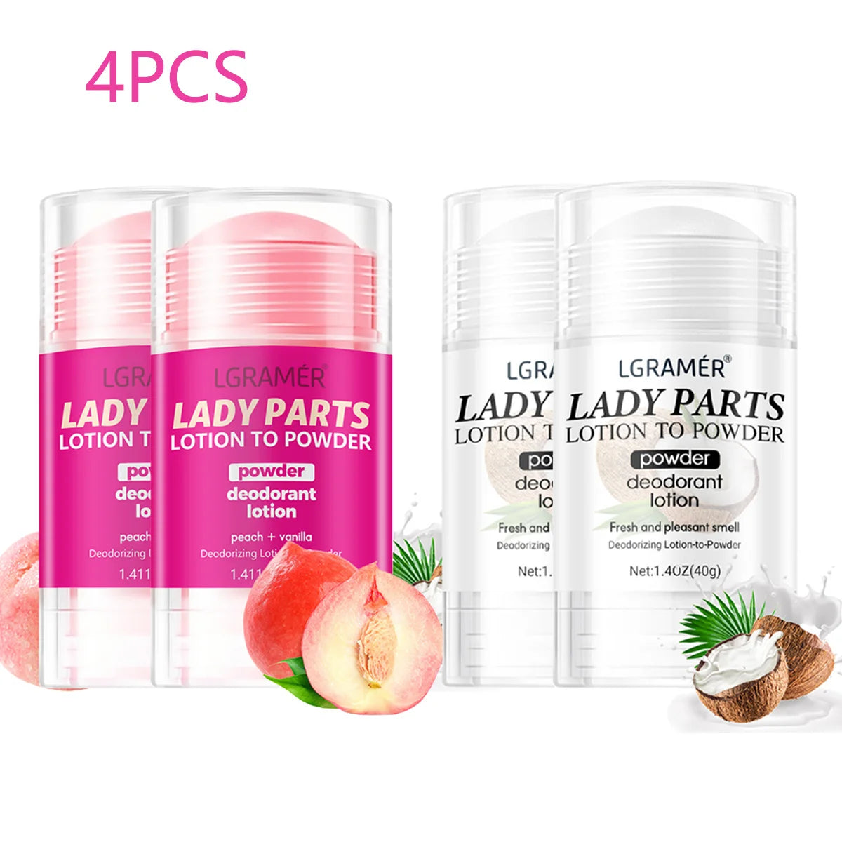 YOUNGCOME Peach Vanilla Women's Deodorant Stick | Long-Lasting Deodorant Stick Qst 4pcs 1