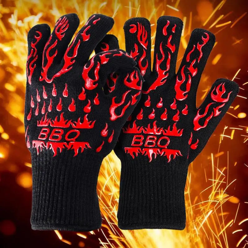 Silicone BBQ Oven Gloves – Heat & Cut Resistant, Non-Slip BBQ Oven Gloves Qst A3 1pair