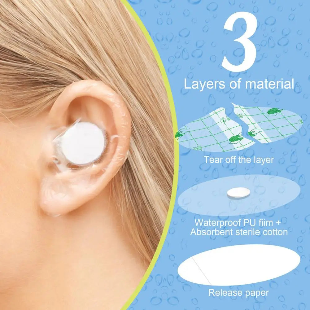 Waterproof Ear Protector Patches – Oval Cotton Stickers 60 pcs Ear Protection Patches Qme