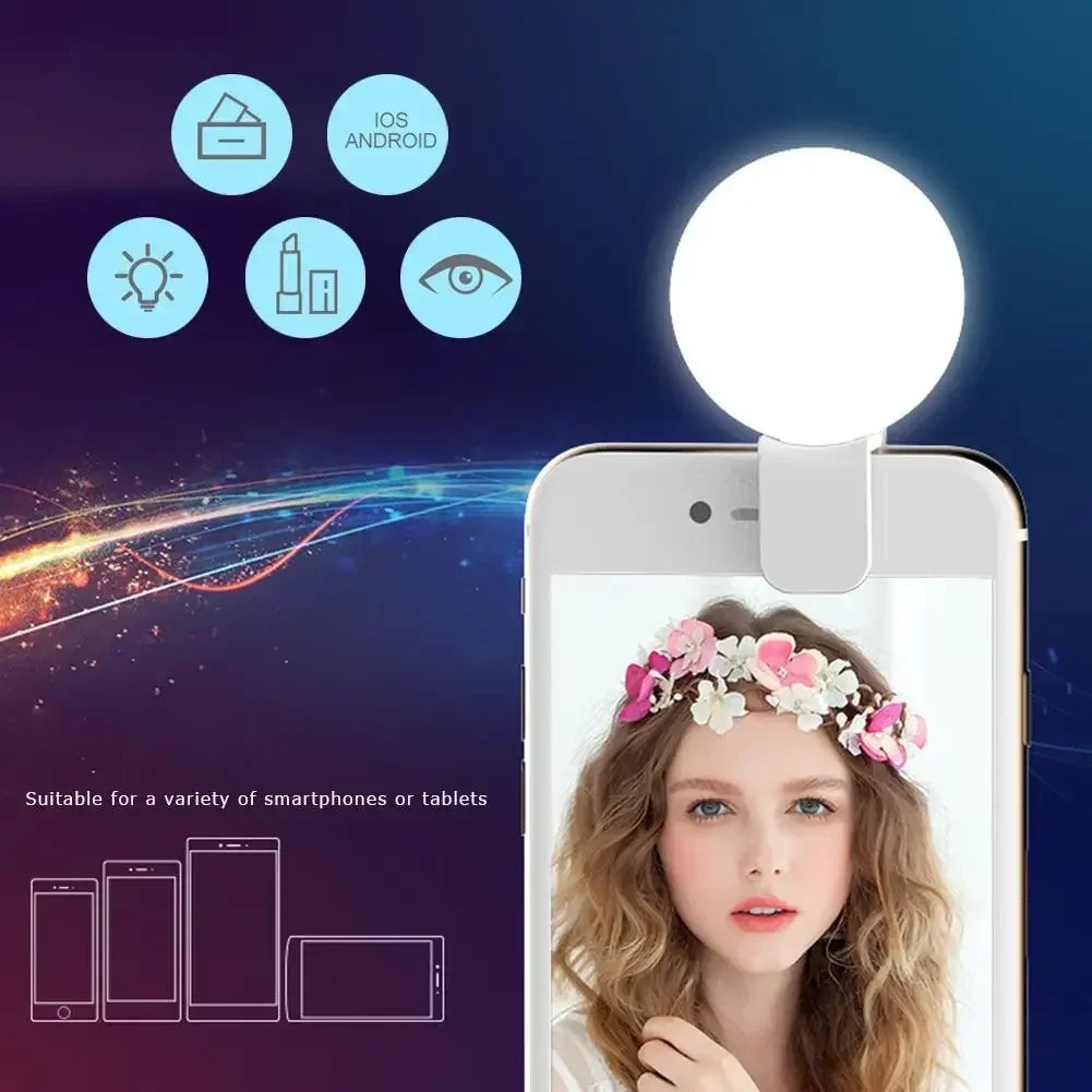 Mini LED Selfie Ring Light – Clip-On Phone Fill Light Clip-On Selfie Ring Light Qme