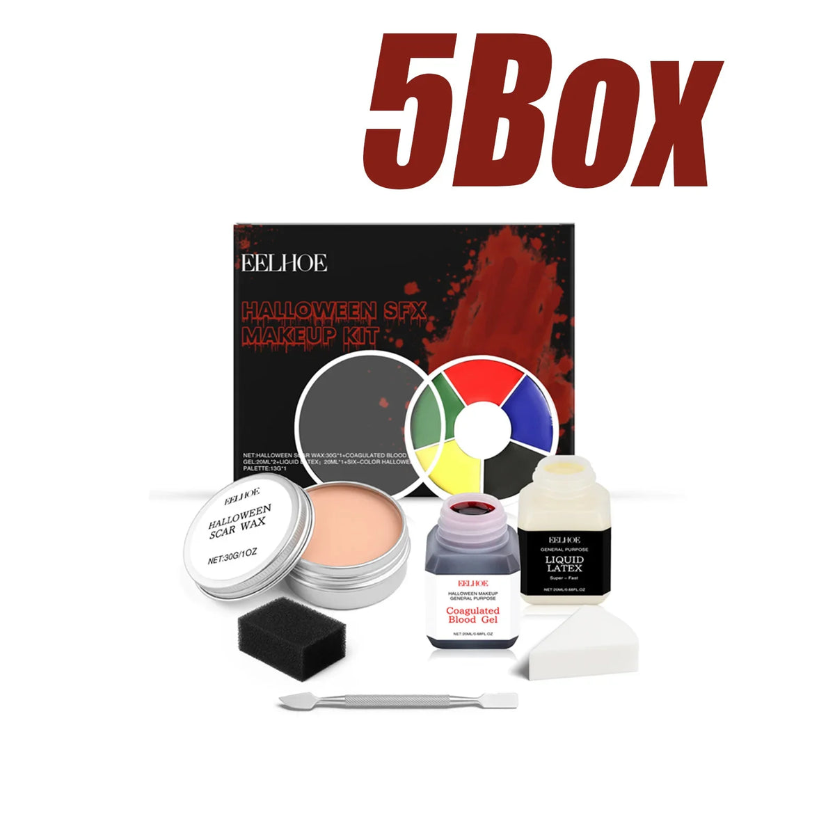 Halloween SFX Makeup Kit – Scar Wax, Blood Gel & Liquid Latex SFX Makeup Kit Qme 5Box