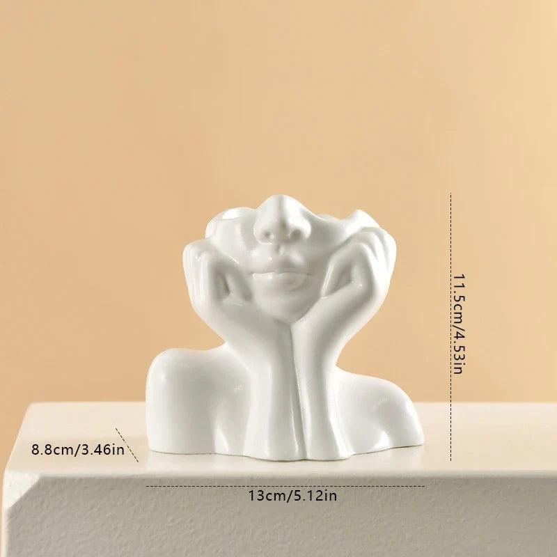 Nordic Thinking Girl Vase – Decorative Art Sculpture Planter Decorative Sculpture Vase Qme Default Title
