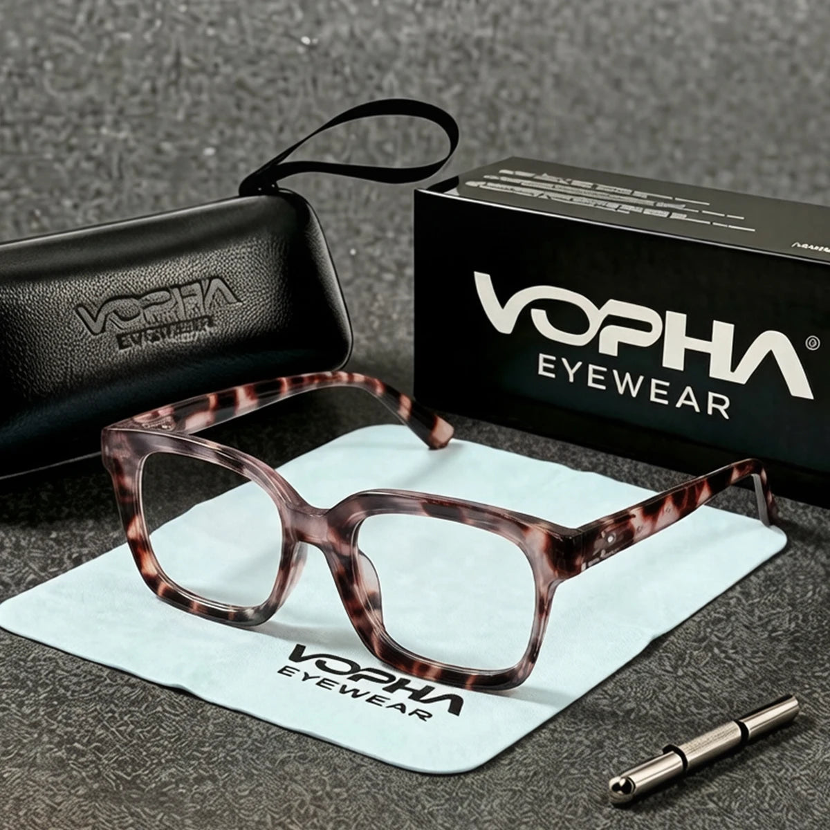 VOPHA L29 Anti-Blue Light Reading Glasses Spring Legs Reading Glasses Qst Leopard +300
