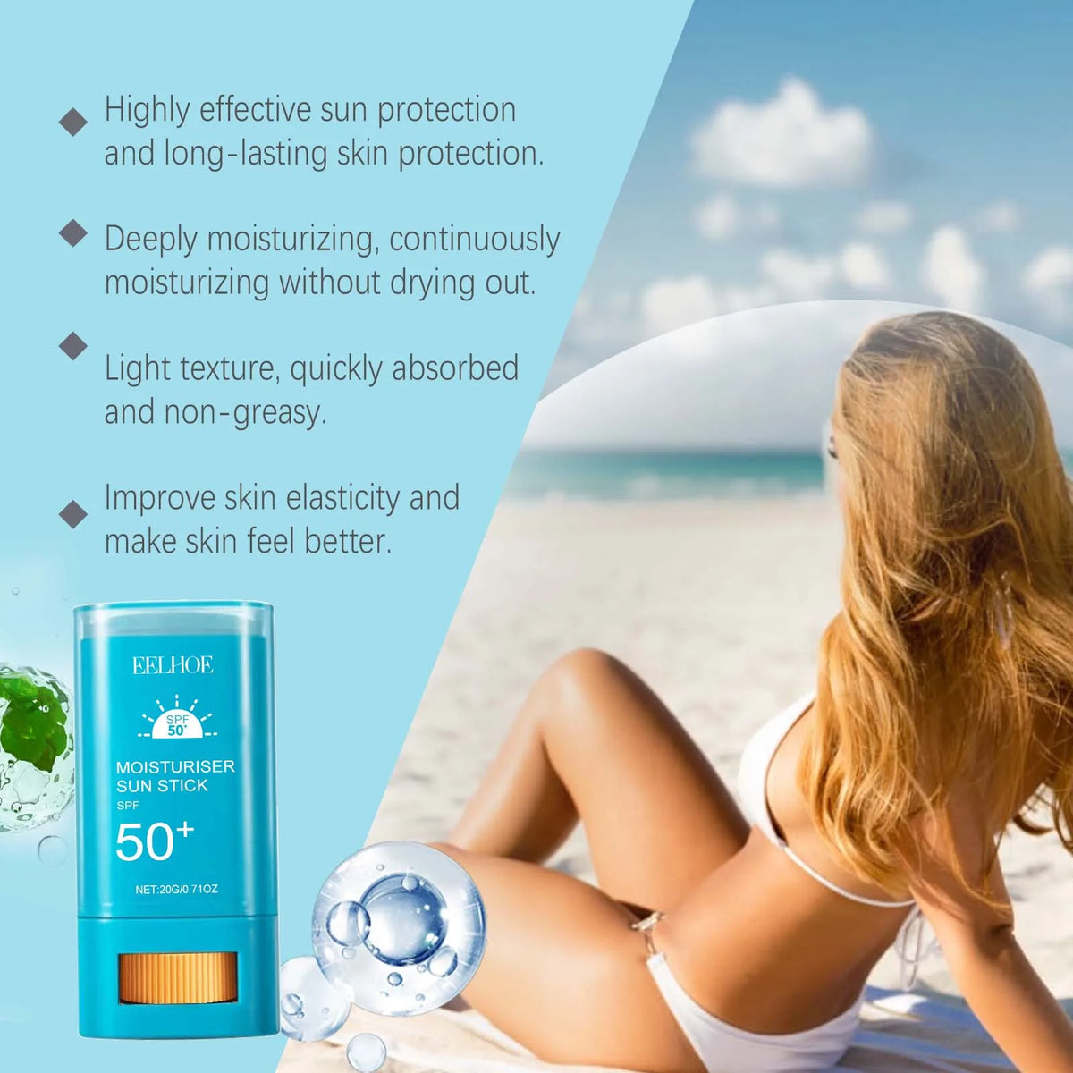Eelhoe Moisturizing Sunscreen Stick – UV Protection 20g Sunscreen Stick Qst