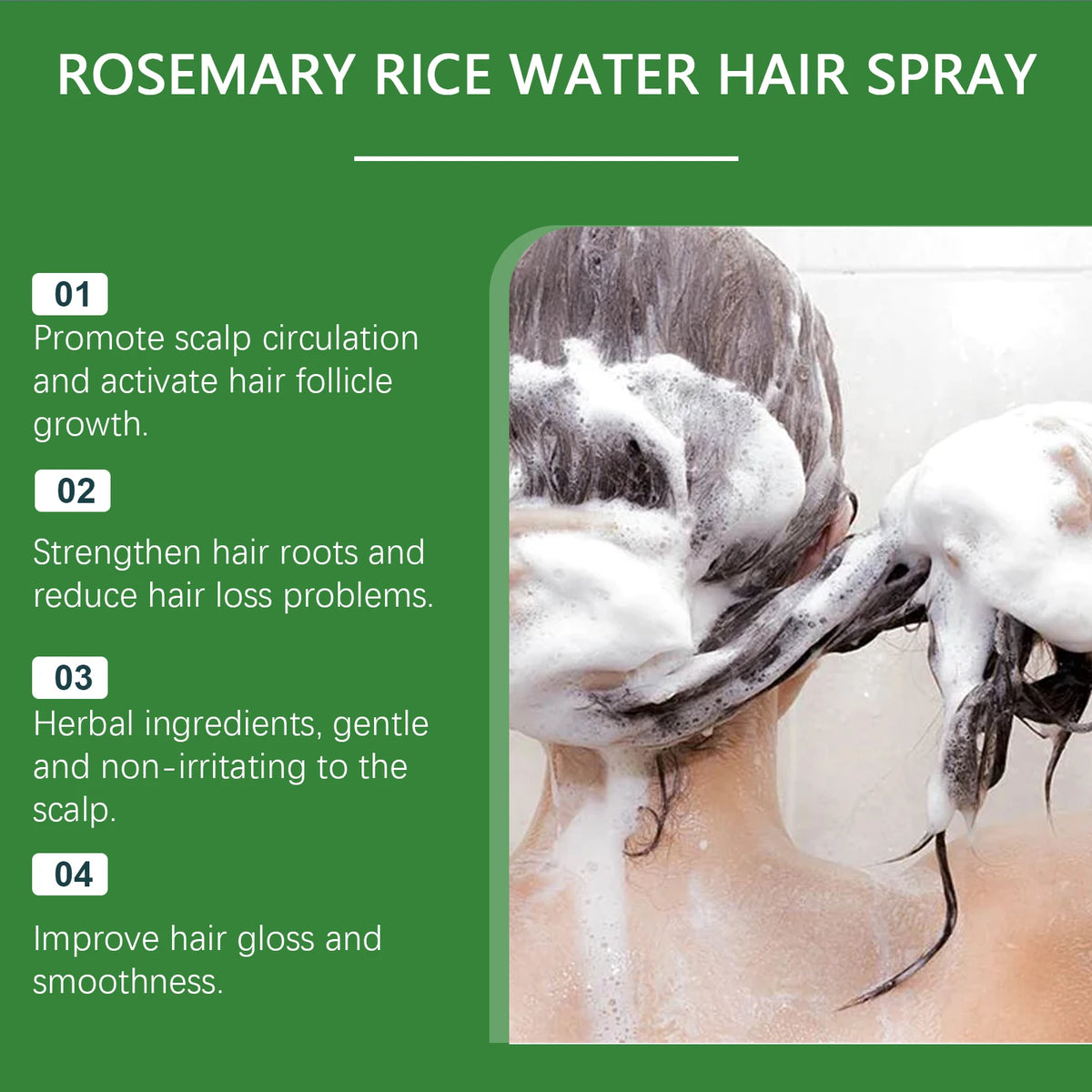 Rosemary Rice Water Hair Mist – Nourish, Smooth & Strengthen Leave-In Hair Spray Qst