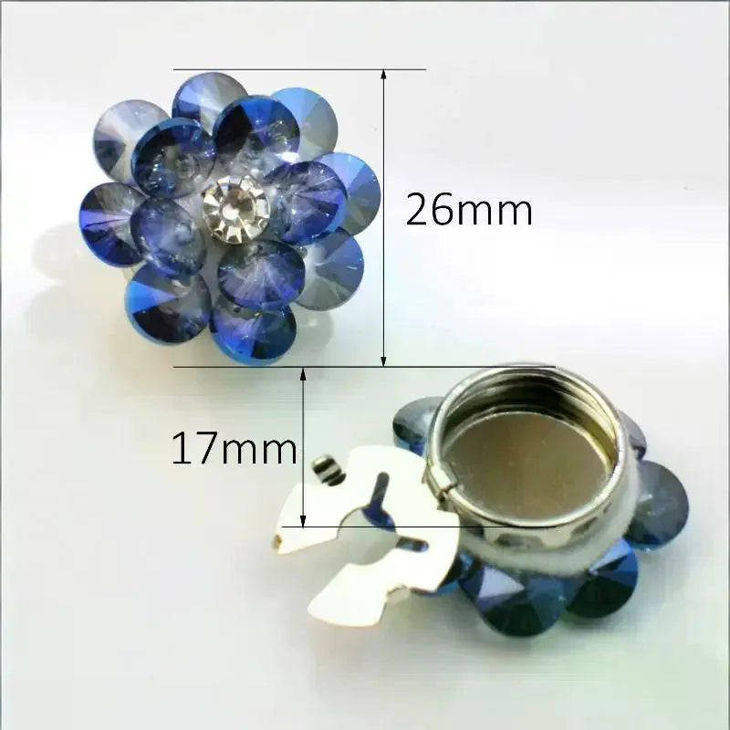 Rhinestone Flower Button Covers Cufflinks for Women – 10 Colors Button Cover Cufflinks Qme