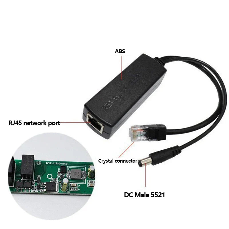 PoE Splitter IEEE 802.3af 24V 12V Power Over Ethernet Adapter PoE Splitter Adapter Qme