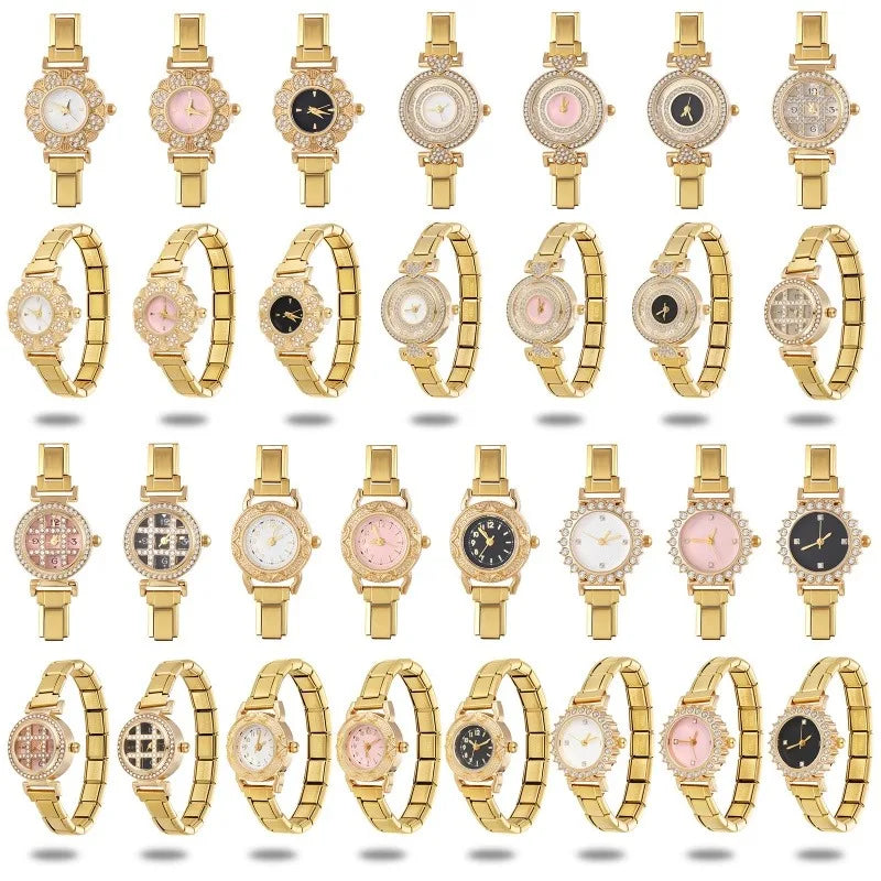 Y2K Rotating Zircon Stainless Steel Watch Bracelet Watch Bracelet Qme