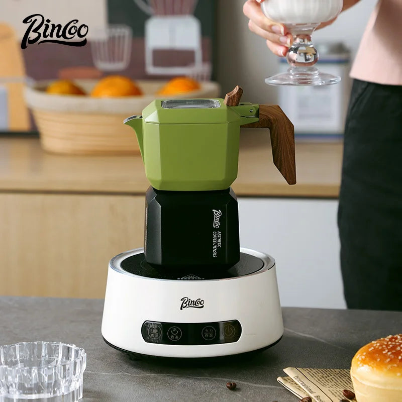 Bincoo Dual Valve Moka Pot Set with Hand Grinder & Filters Moka Pot Coffee Set Qst