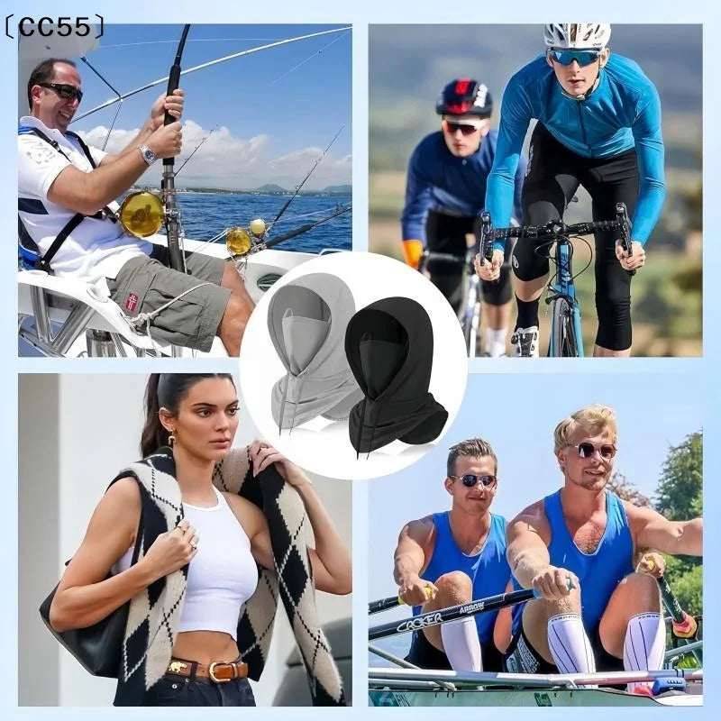 Ice Silk UV Protection Full Face Mask & Sunscreen Cap Sun Protection Mask Qst