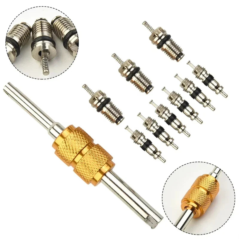 R134a AC Valve Core Remover Tool Kit – Copper & Brass 10-Pc AC Valve Core Tool Kit Qme Default Title