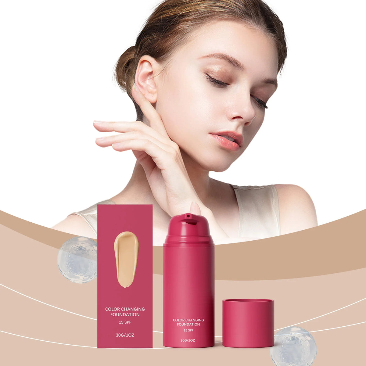 Natural Warm Tone Foundation – Sheer Long-Lasting Finish 30g Cream Foundation Qst