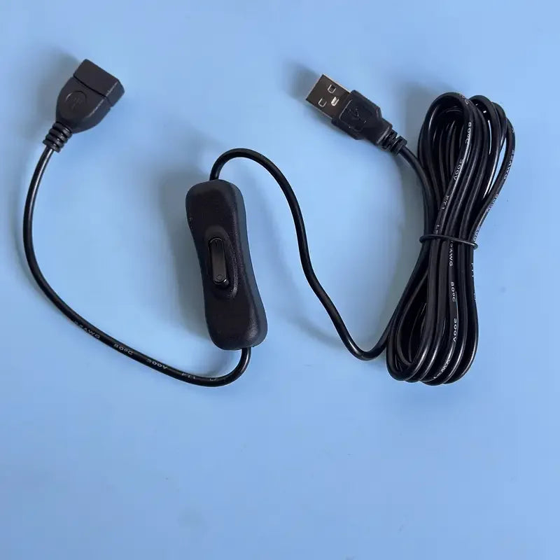 USB Extension Cable with On/Off Switch – 5m Male to Female USB Switch Cable Qme Black